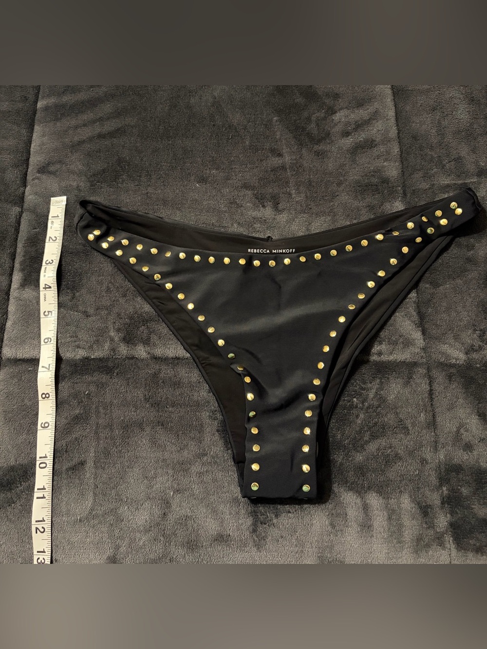 New Rebecca Minkoff Black Studded Bikini Bottoms - M - Picture 5 of 5